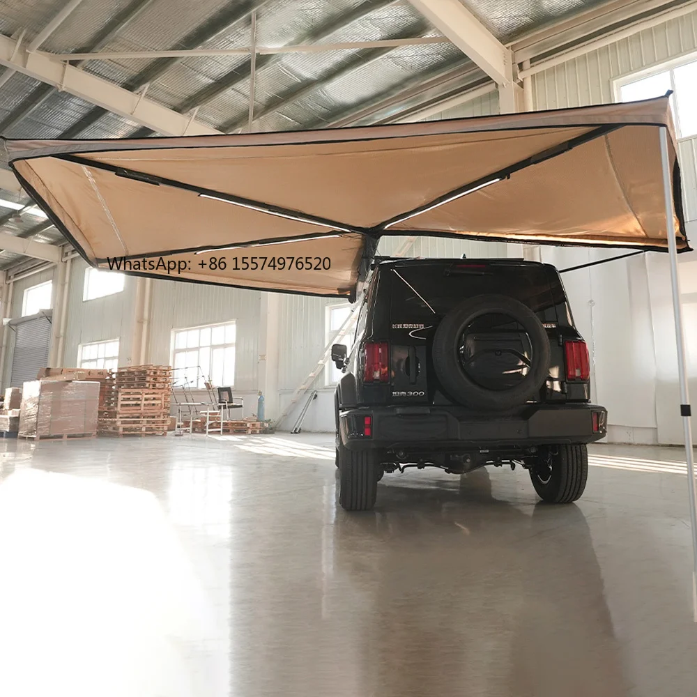 2026 Hot SellingLED Light Self-Driving Tour Outdoor Camping Car Awning Tent Retractable Camping Car 270 Awning