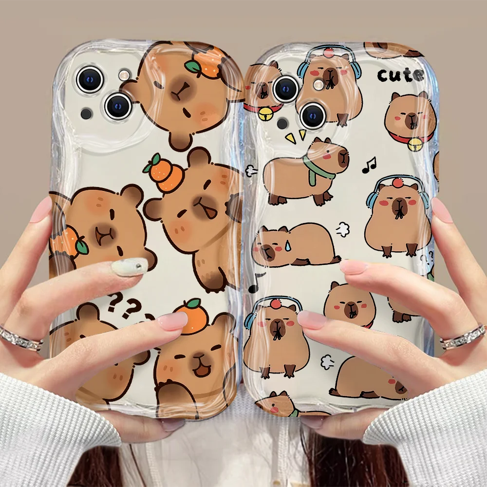 Funny Cartoon capybara 3D Wave Case For Xiaomi Redmi 13C 12 12C 10 10C 9 9C A1 A2 K50 K40 Note 13 12 11 10 Pro Plus 4G 5G Cover