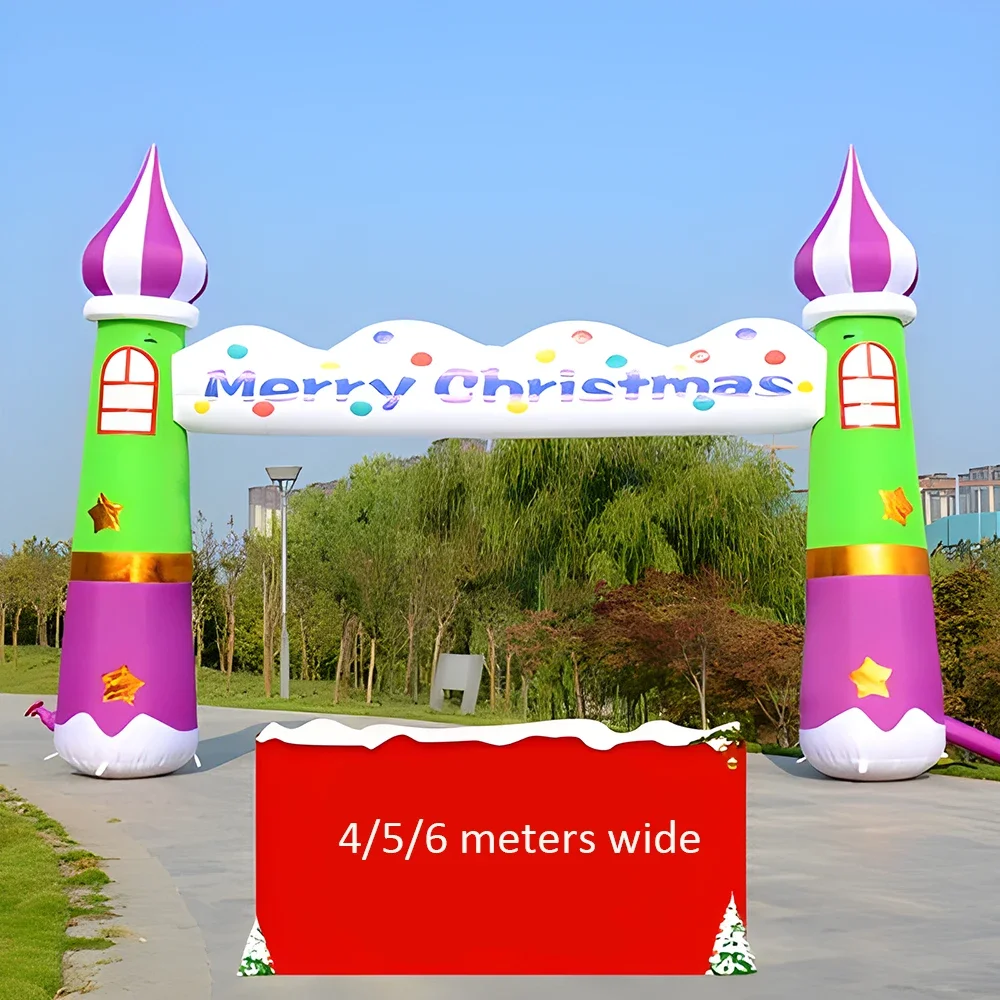 Outdoor Giant Inflatable Santa Claus Arch Christmas Promotion Archway inflatable Christmas Tree Arch For Decoration