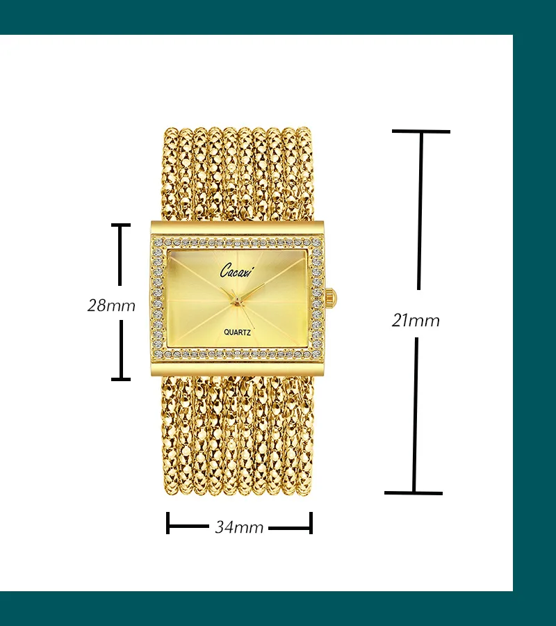 Relojes de pulsera con diamantes de imitación para mujer, pulsera femenina de marca de lujo, de oro