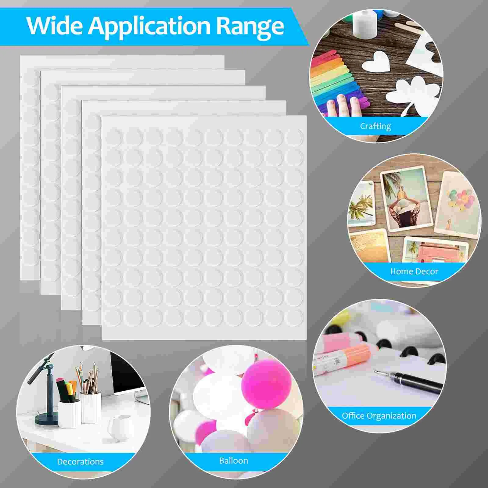 600 Pcs Transparent Double-sided Tape for Crafts Sticky Dots Tack Glue Points Balloon Photo Wall Stickers Clear Adhesive