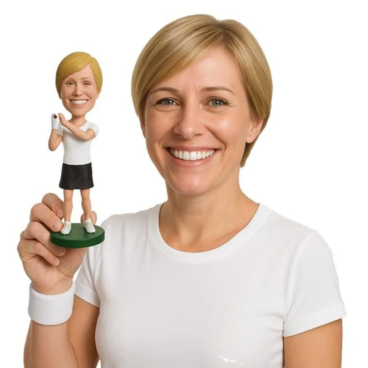 

Custom Bobblehead From Photo Personalized Handmade Clay Female Golfer Figurine Swing Pose Sports Unique Gift Collectible