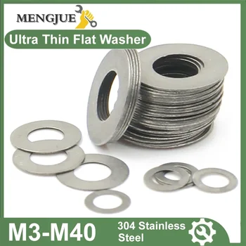 10-100 قطعة الفولاذ المقاوم للصدأ 0.1/0.2/0.3/0.5 مللي متر M3 M4 M5 M6 M7 M8 M9 M10 M12-M40 DIN988 ضبط الرقائق طوقا رقيقة جدا شقة غسالة