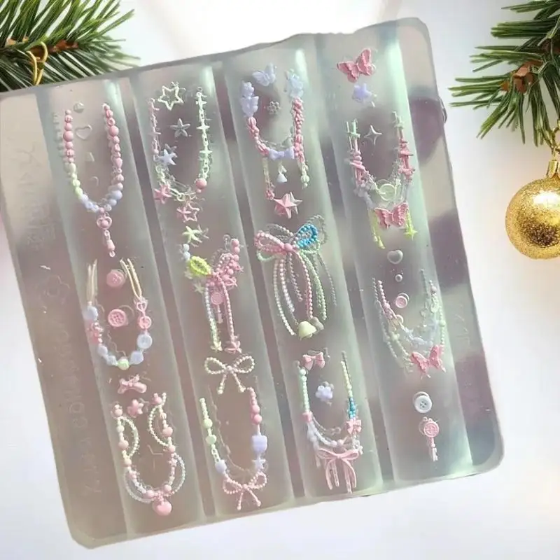 [J] 1pc Lace Bow Sweater Bowknot 3D Silicone Mold Nail Art Decoration Nail Template Nail Mold