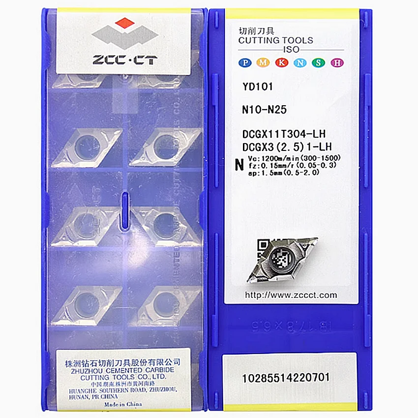 

DCGX11T302-LH YD101/DCGX11T304-LH YD101/DCGX11T308-LH YD101 ZCC.CT CNC carbide inserts Turning insert For Aluminum 10pcs/box
