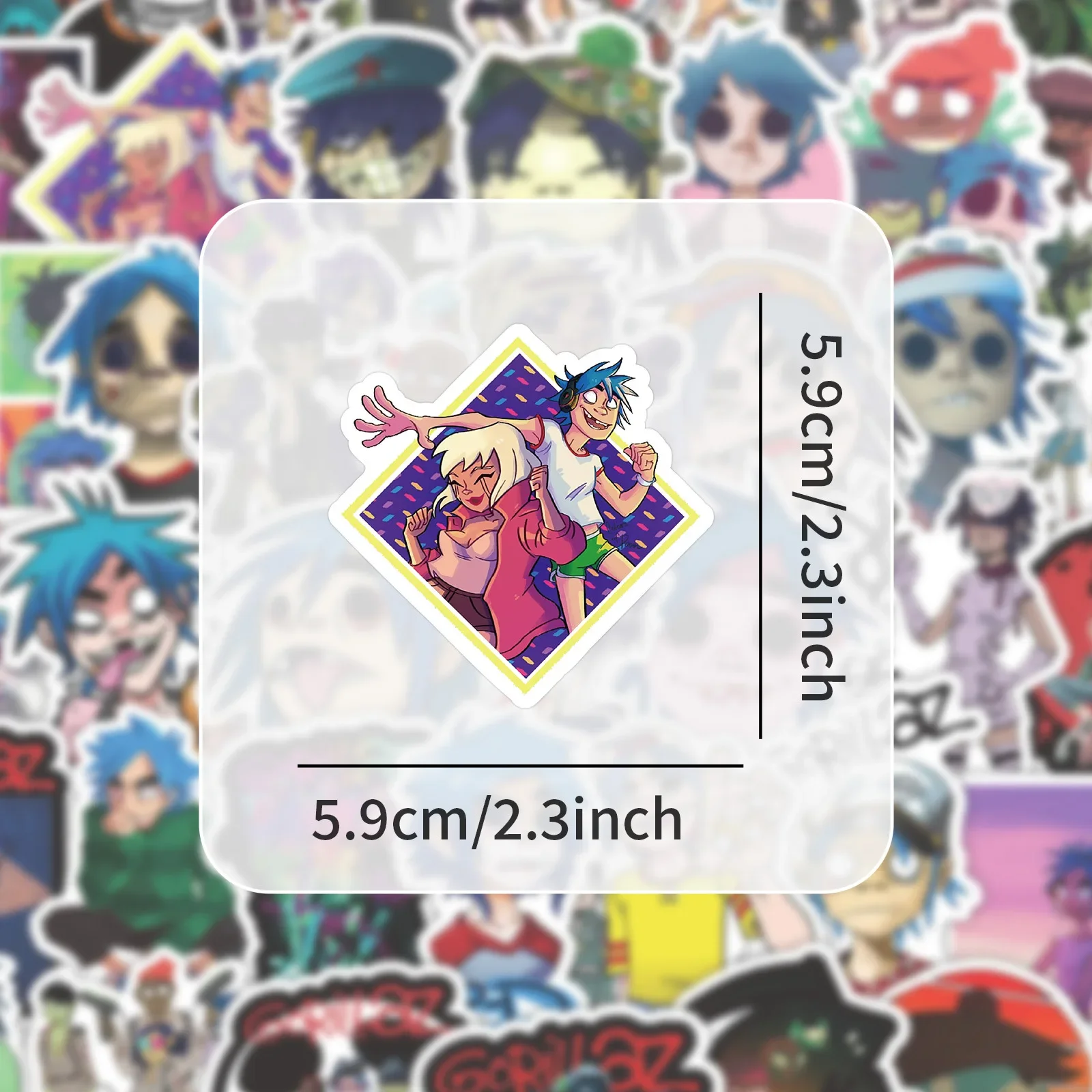 50pcs Gorillaz Graffiti Cartoon Animation Character Luggage Notebook Waterproof Cutting Film Sticker