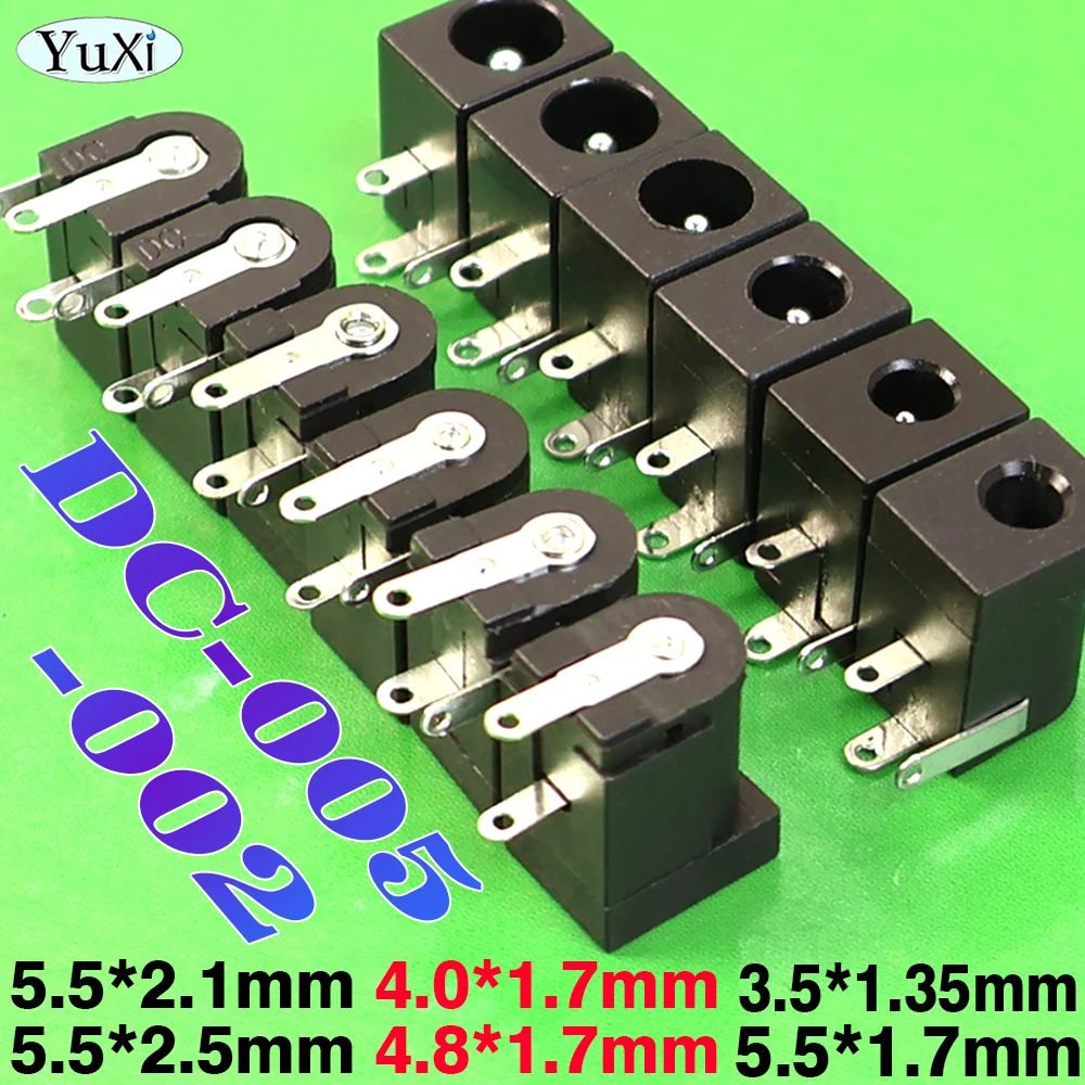 12Pcs DC Power Jack Socket Connector DC-005 DC-002 5.5x2.5mm 5.5x2.1mm 5.5x1.7mm 4.0x1.7mm 4.8x1.7mm 3.5x1.35mm Plug-in 3Pin