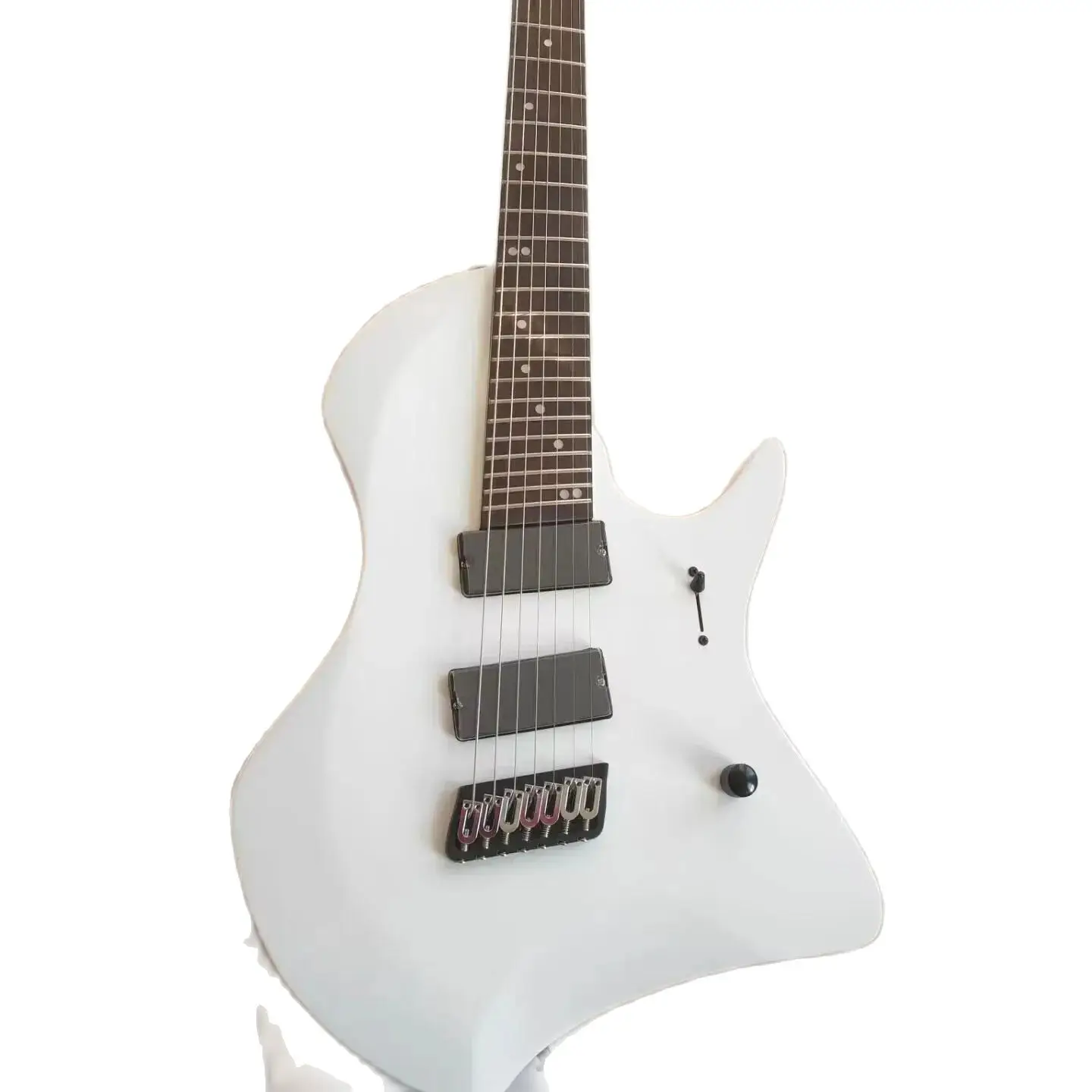 Custom 7 String Fanned Fret Electric Guitar 24 Fets White Body Professional Guitar