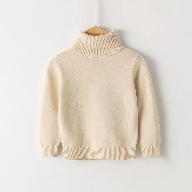 

Winter Turtleneck Knitted Sweaters Kids Clothes 2024 Autumn Children Cotton Pullover Baby Girls Solid Knitwear 3-12 Years