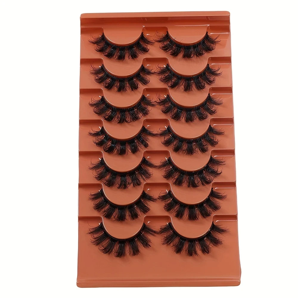 7 paia di soffici ciglia finte ricce 8D, ciglia 3D spesse a strisce sottili da 20 mm, forma unica e aspetto naturale