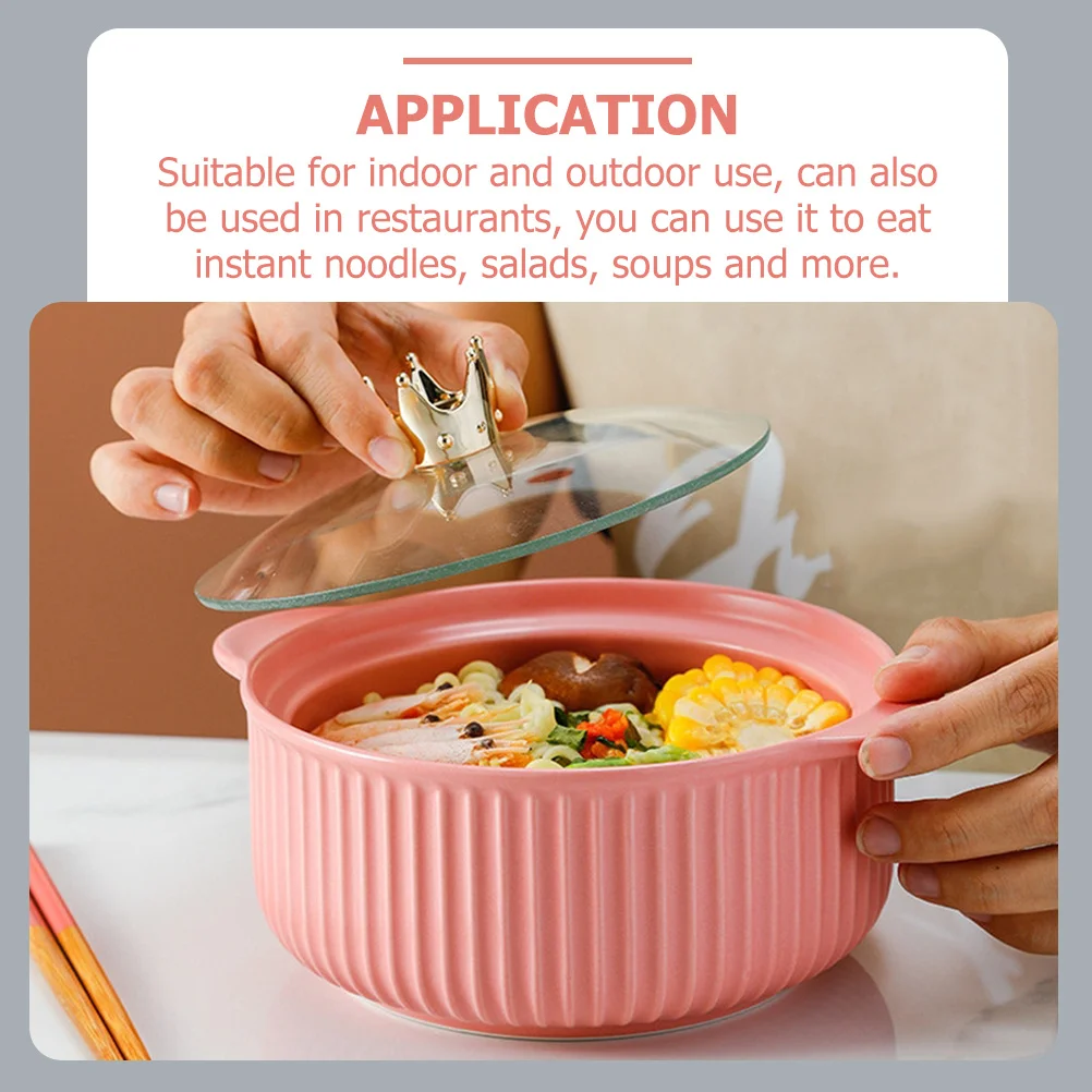 

Nordic Style Double Handle Ceramic Bowl Practical Heat Resistant Instant Noodle Soup Food Serving Bowl for Home Restaurant