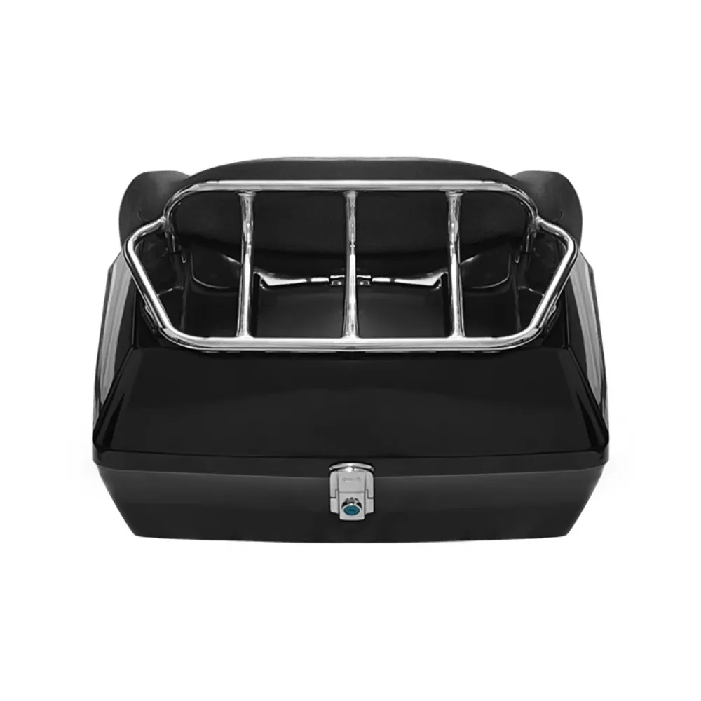 48L Scooter Tail Box ABS Motorcycle Top Case for Electric Scooter with Rack Soft Backrest Fits Two Full Face Helmets