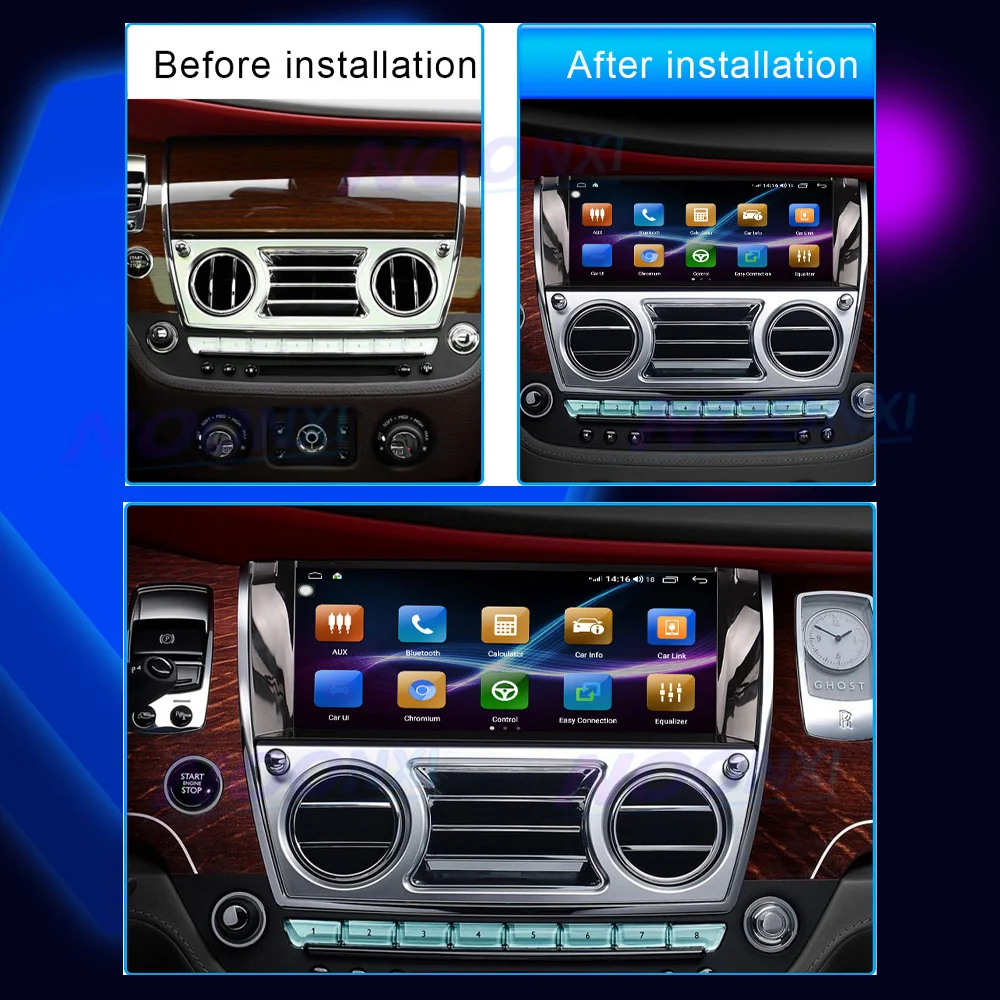 8G+256G Android 11 For Rolls Royce Ghost Phantom Car Radio Multimedia Player Stereo GPS Bluetooth Tesla Style Screen Audio 2 DIN