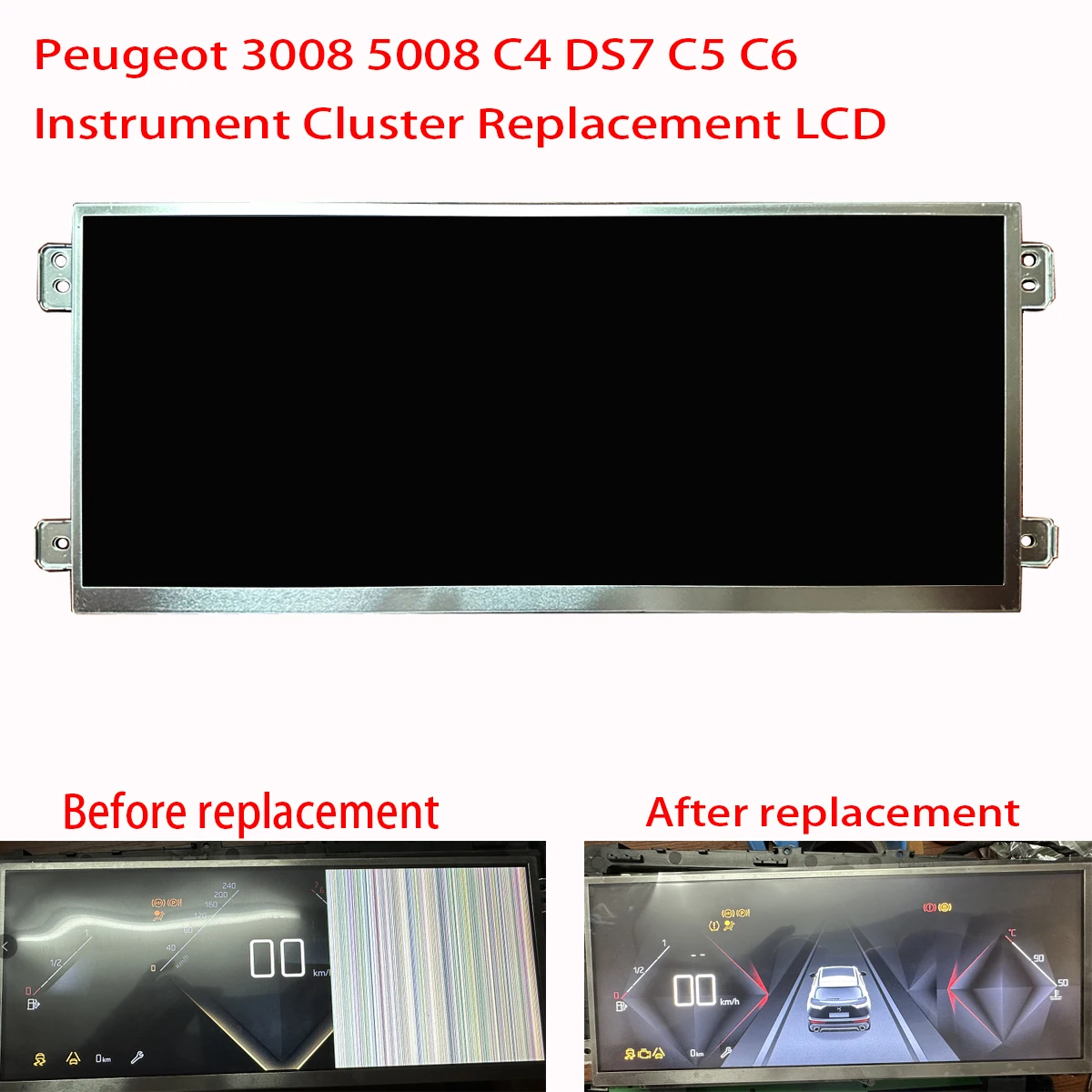 Original LCD12.3Inch Display Speedometer Instrument Cluster Replacement For Citroen Peugeot 3008 5008 DS7 C5 C6 9825340980