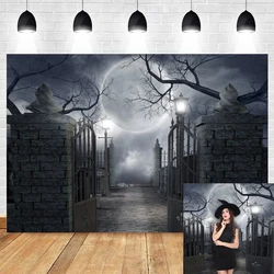 Full Moon Night Halloween Backdrop Scary Misty Forest Gloomy Graveyard Spooky Party Photography Background  Photo Studio Props