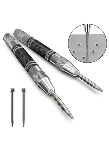 2pc Spring Type Automatic Center Punch Locator Glass Striker Window Breaker Punch Centering Punch Punch Tool