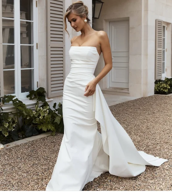 Brautkleider 2026, individuell anpassbar, Meerjungfrau, trägerlos, mit abnehmbarem Rock für Damen, einfache Brautkleider von Mustace