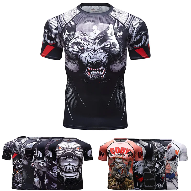 Original Factory Sportswear for Men Short Sleeve Brazilian Jiu-Jitsu Rashguard With Graphic Quickly Dry Grappling Bjj T-shirts