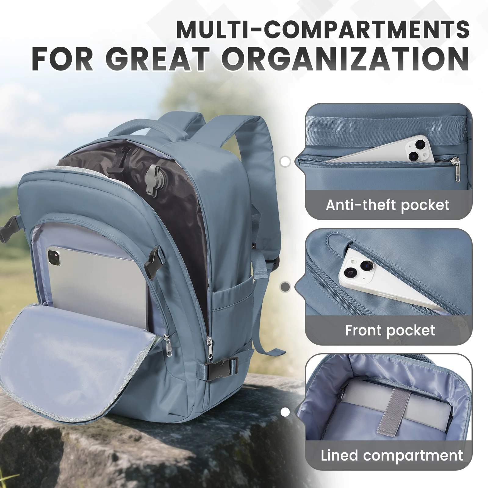 Vacuum Backpack，Travel Hiking Backpack for Outdoor Adventures Flight Approved Daypack, Ryanair 40x20x25 Travel Backpack