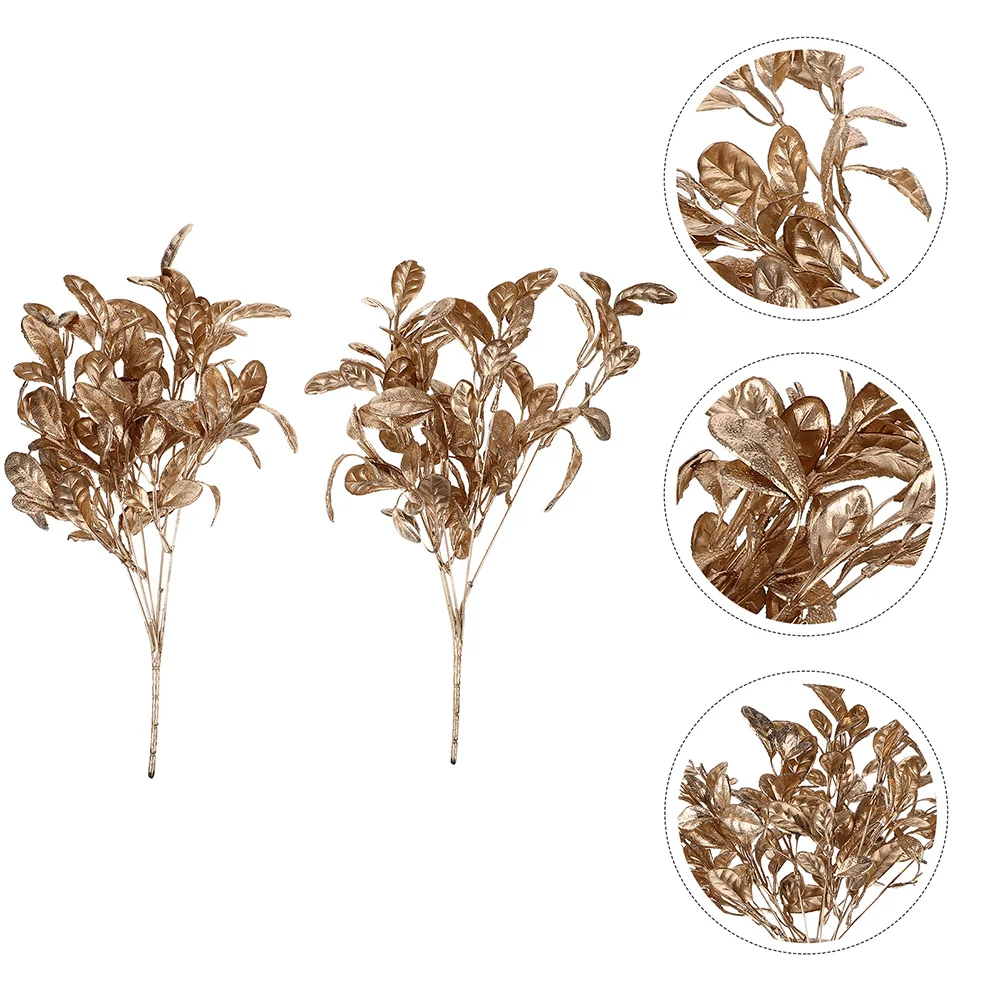 

3Pcs Christmas Artificial Leaves Decorative Stems High Simulation Xmas Leaf Picks for Tree Wreath Floral Arrangements DIY