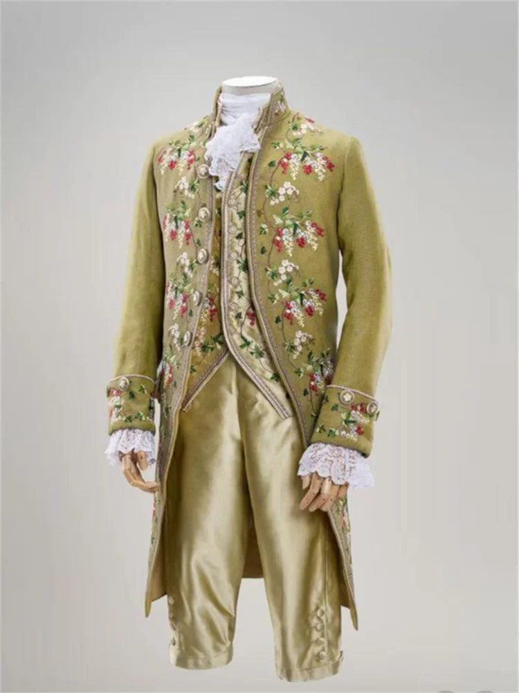 

1700s British Aristocratic Gentlemanen Rococo Baroque Costume Regency Floral Printed Tuxedo Suit Luxurious Ball Gown
