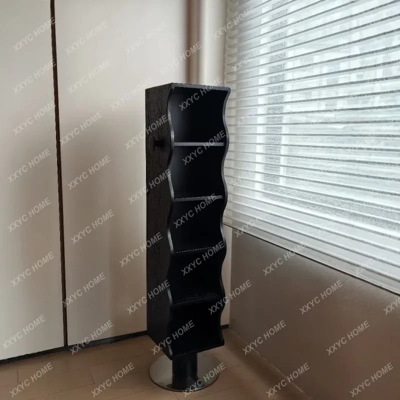 Full body full-length mirror medieval floor magazine cabinet solid wood household bedroom rotating mirror cabinet