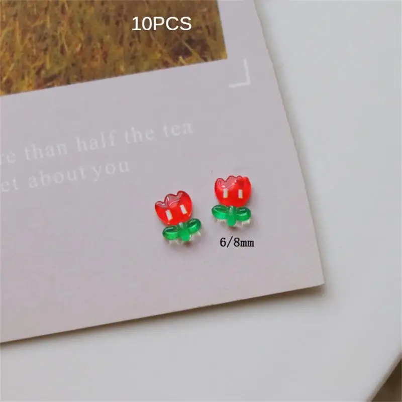 7*9Mm Mini Kleurrijke 3d Tulpenbloem Nail Art Hars Mix Kleuren Bloemen Nail Art Bedels Bloemvormige Manicure Benodigdheden