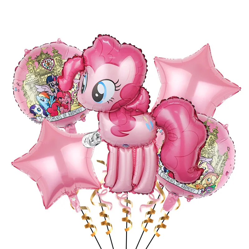 KAYOU My Little Pony Folienballon Partydekoration 1 Set Zahlen-Geburtstagsballons Hintergrund für Mädchen Babyparty-Zubehör – Detail 4