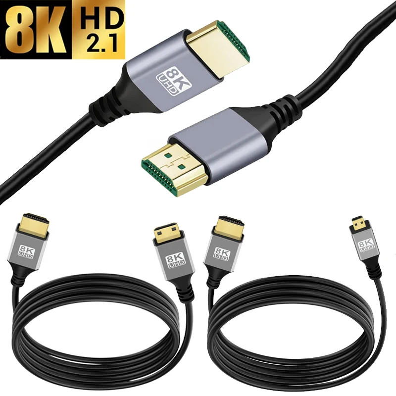 

8K 60Hz UHD Cable Mini/Micro HD Ultra-thin Display Cord Support EARC ARC HDCP 3D HDR for Laptop PC Monitor HDTV Camera Tablet