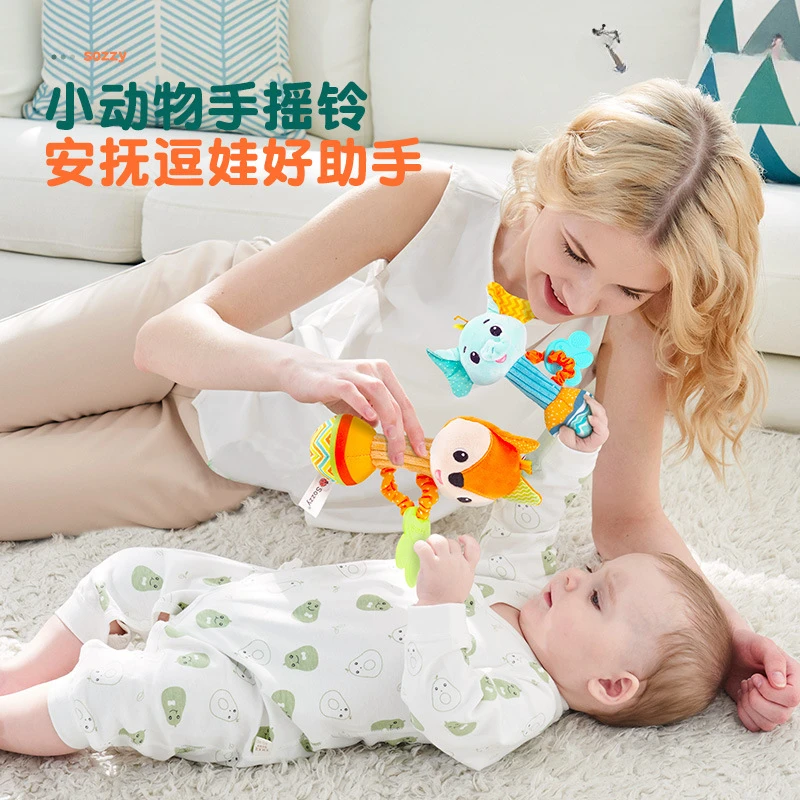 Tooth glue hand-held stick plush toy baby toy puzzle soothing bed bell baby hand shaking bell juguetes para bebes baby rattle