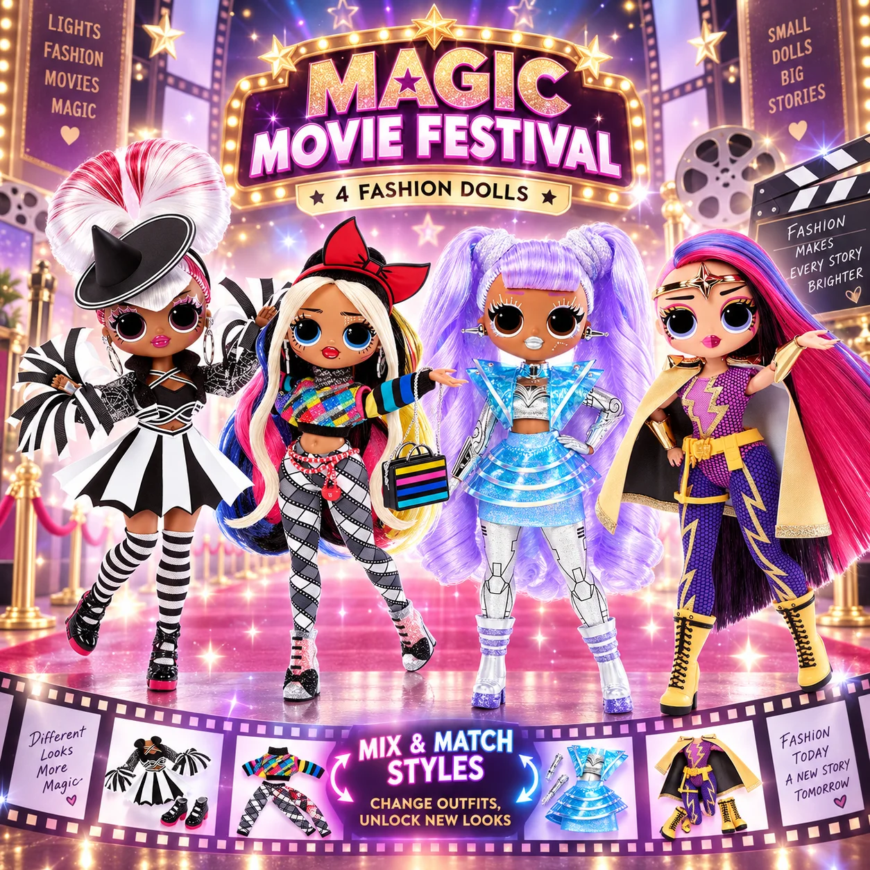 Original LOL Surprise OMG Movie Magic Fashion Doll 25 Surprises Gamma Babe Starlette Ms Direct Spirit Queen Figure Girl Gift Toy
