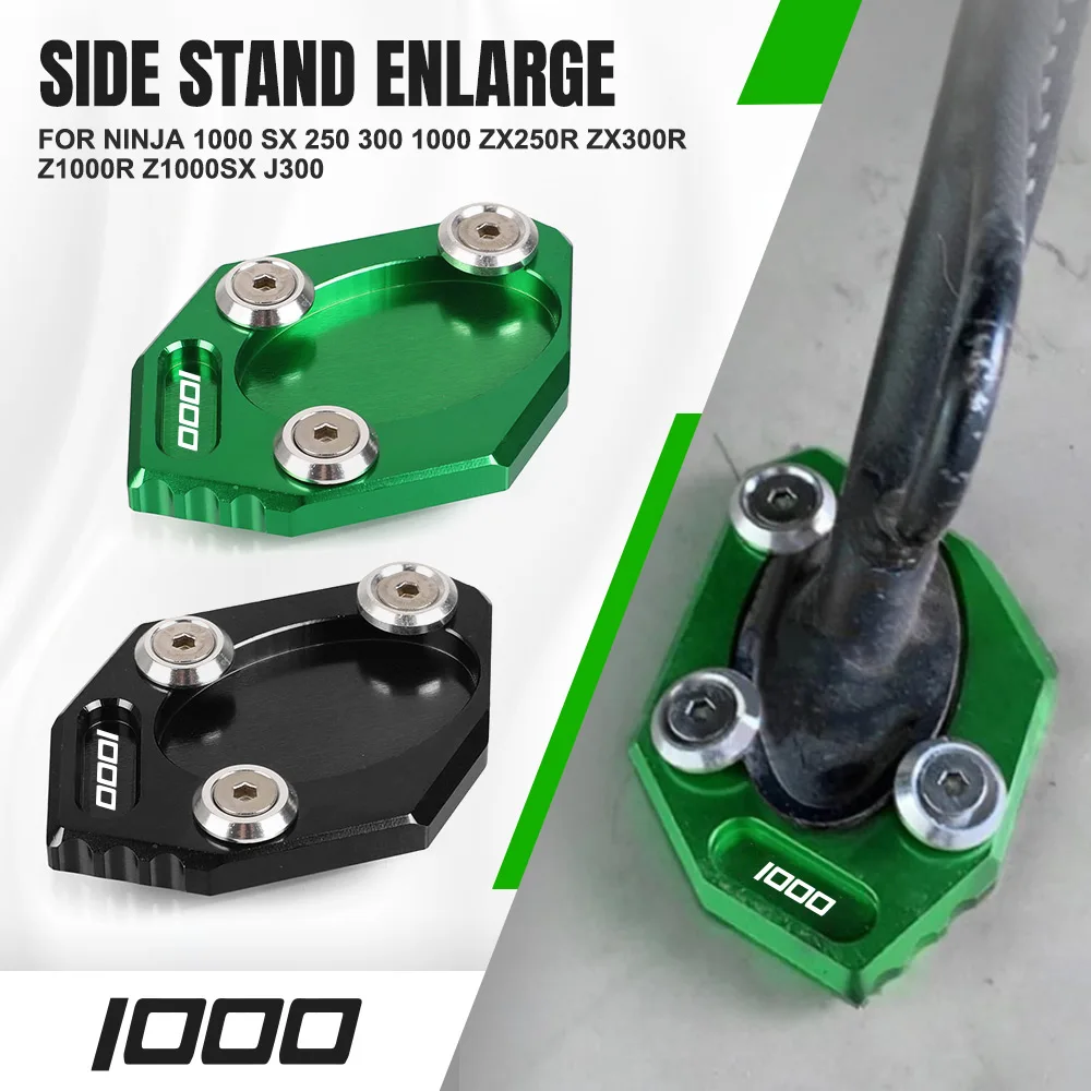 Kickstand Foot Pad Side Stand Enlarge Sled Sidestand FOR Kawasaki Ninja 1000 SX 250 300 1000 ZX250R ZX300R Z1000R Z1000SX J300