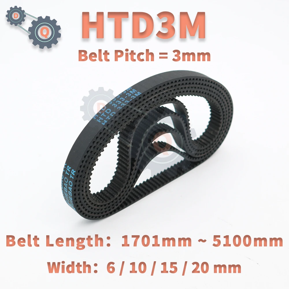 

HTD3M Belt Length 1701mm to 5100mm HTD 3M Timing Belt 10mm 15mm HTD3M Drive Belt Width 20mm 6mm Closed Loop Belt 3M Rubber Belt