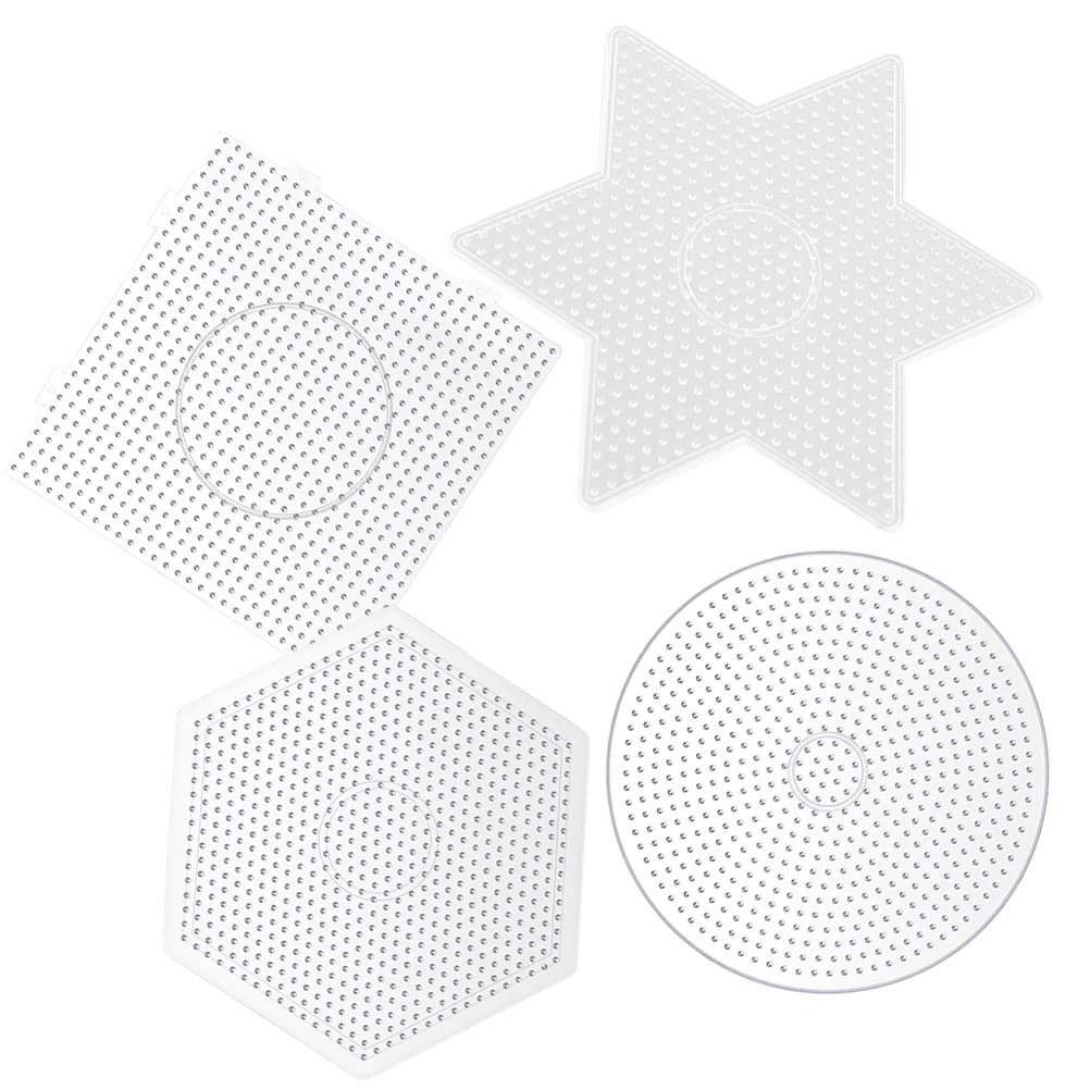 

4pcs 5MM Transparent Templates Large Round Square Hexagon Star Shaped Craft Beads Boards Pegboards Plastic DIY Tools