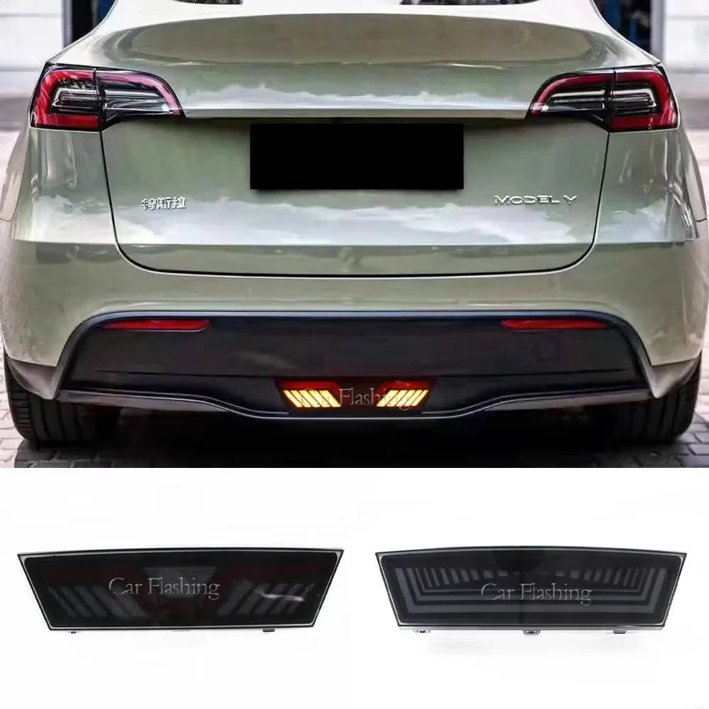 

1Pcs LED Bumper Light Rear Fog Lamp Brake Light Dynamic Turn Signal Reflector For Tesla Model Y 2019 2020 2021 2022 2023