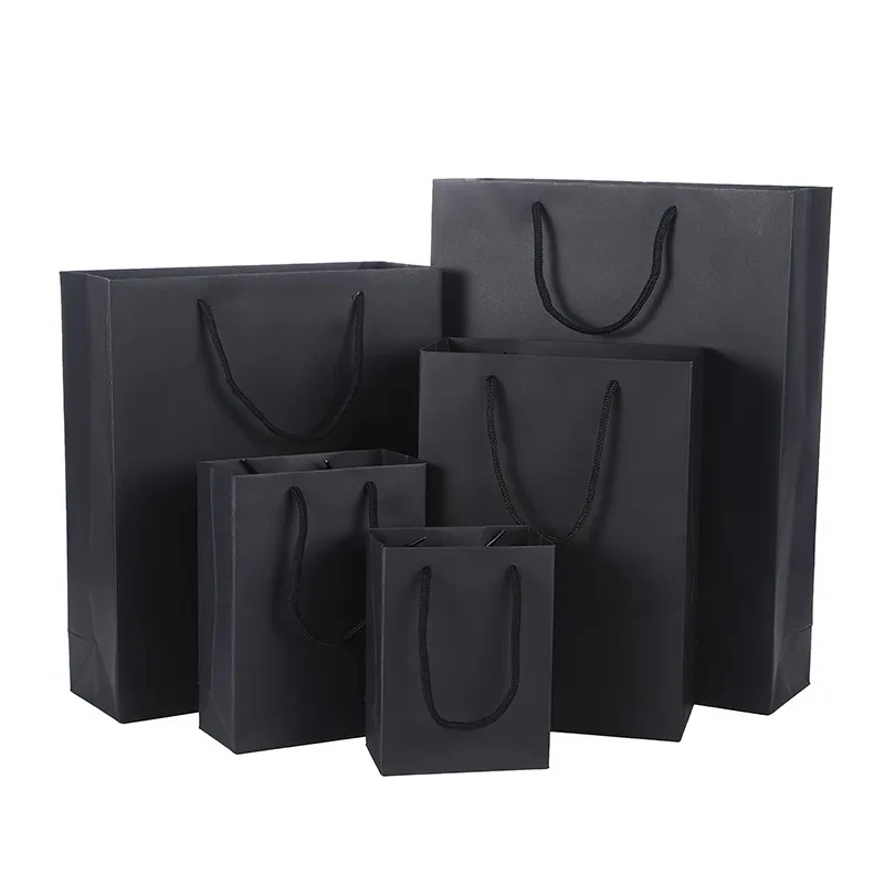 10 Stück Schwarze/Weiße Dicke Kleine Papier-Geschenktüten mit Kordelgriffen für Hochzeit, Geburtstag, Geschenk, Schmuckverpackung, Party-Geschenktüten – Detail 4