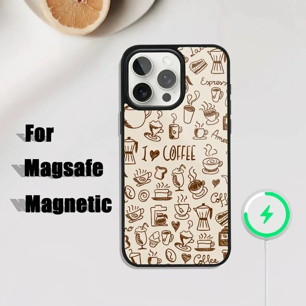 Coffee Study Book illustration Phone Case iPhone 17,16,15,14,13,12,11,Pro,Max,Plus,Mini,SE4,E Magnetic Magsafe Wireless Charging