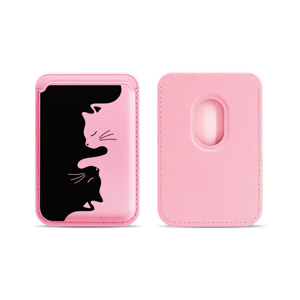 Kreative Katzen-Leder-Kartenhalterhülle für Magnetische Hüllen, Geeignet für alle iPhone Magsafe Karten-Handyrückseiten-Taschen – Detail 14