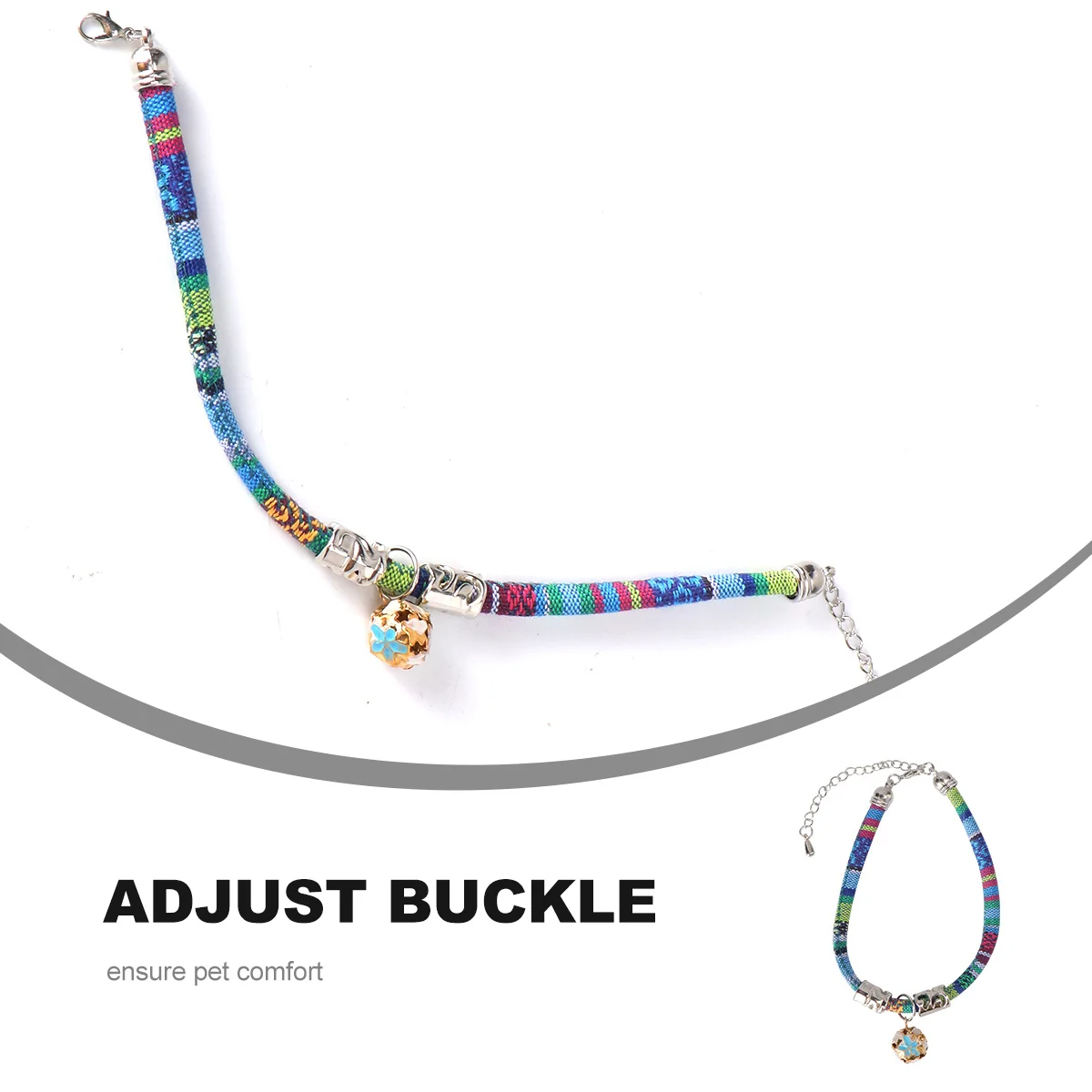 

1Pcs Chic Bohemian Cat Necklace Adjustable Removable Pet Collar with Bell Lightweight Comfortable Fabric for Walking