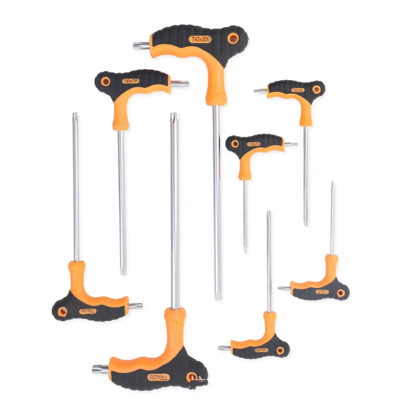 S2 T10 T15 T20 T25 T27 T30 T40 T45 T50 8pc T Handle Torx Star Key Wrench Set Torx Driver Screwdriver Set Bike Bicycle Tool view 2