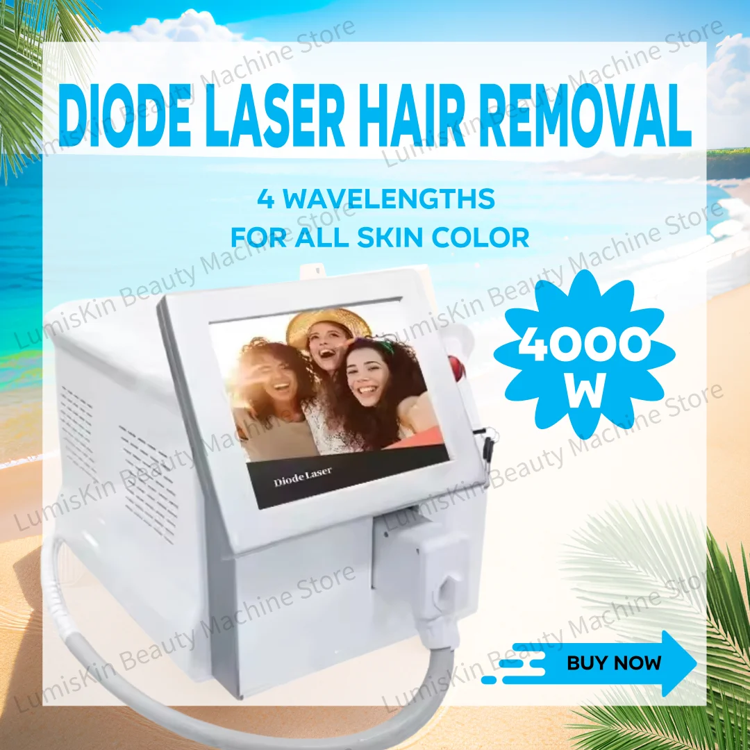 

Professional 4000W Ice Cooling Diode Laser Hair Remover 808nm Alexandrite Permanent Hair Removal Device for Face Body Underarms