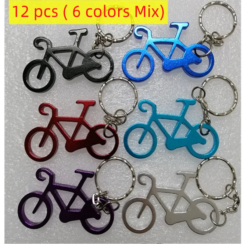12 pcs Outdoor EDC Multi Bike Bicycle Keychain Bottle Wine Beer Opener Tool Muilti Colors Keyring