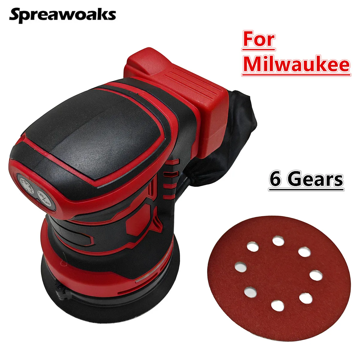 Brushless Electric Random Orbital Sander 6 Gears Polisher Grinder 125MM Woodworking Power Tools For Milwaukee 18V Battery