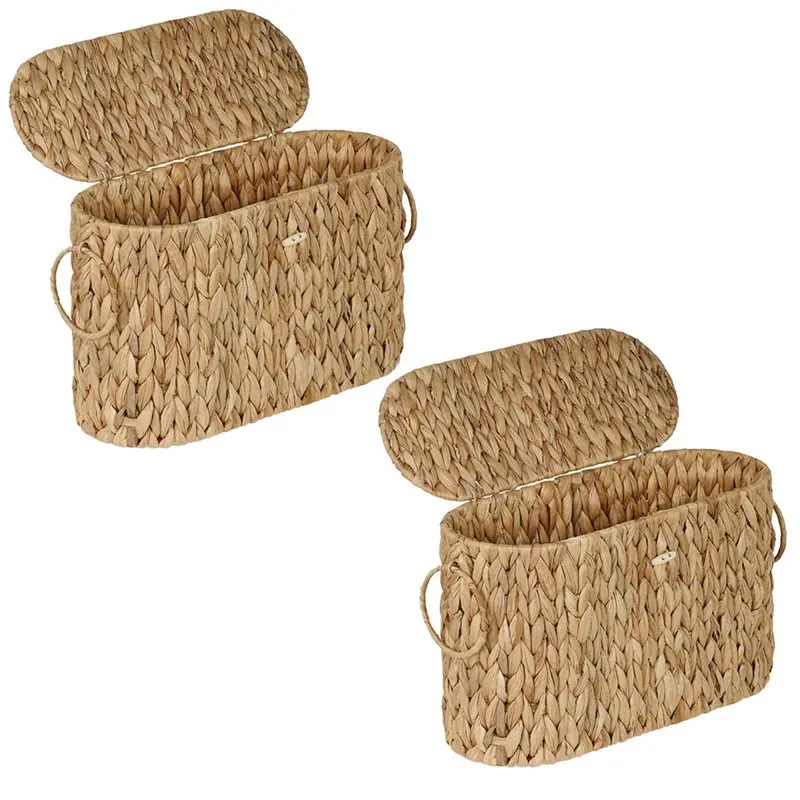 

Water Hyacinth Slim Toilet Paper Holder 2 Pcs Toilet Paper Storage Basket Home Bathroom Decor Organizer