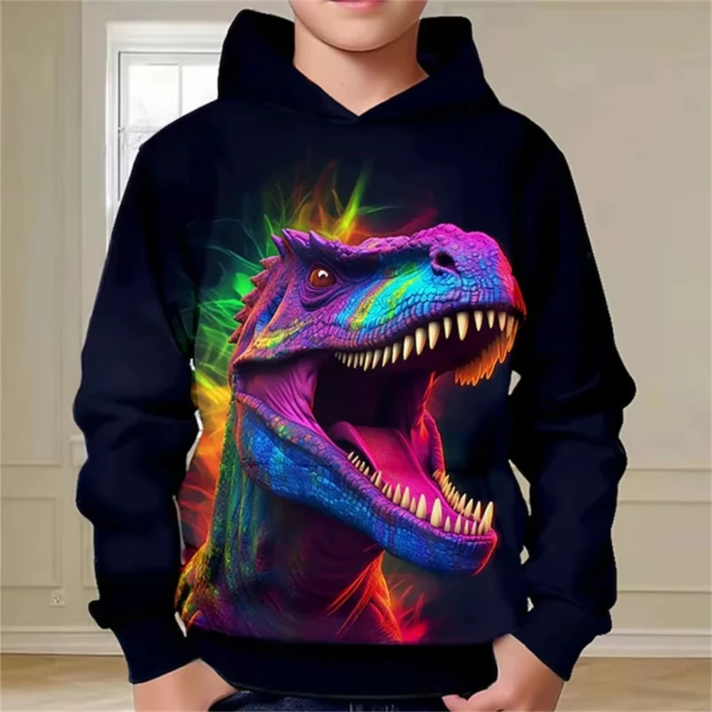 

3D Dinosaur Print Hoodies Children's Clothing Boys Hoodie Pullover Fashion Street Cool Kid Clothing Casual Long Sleeve Top
