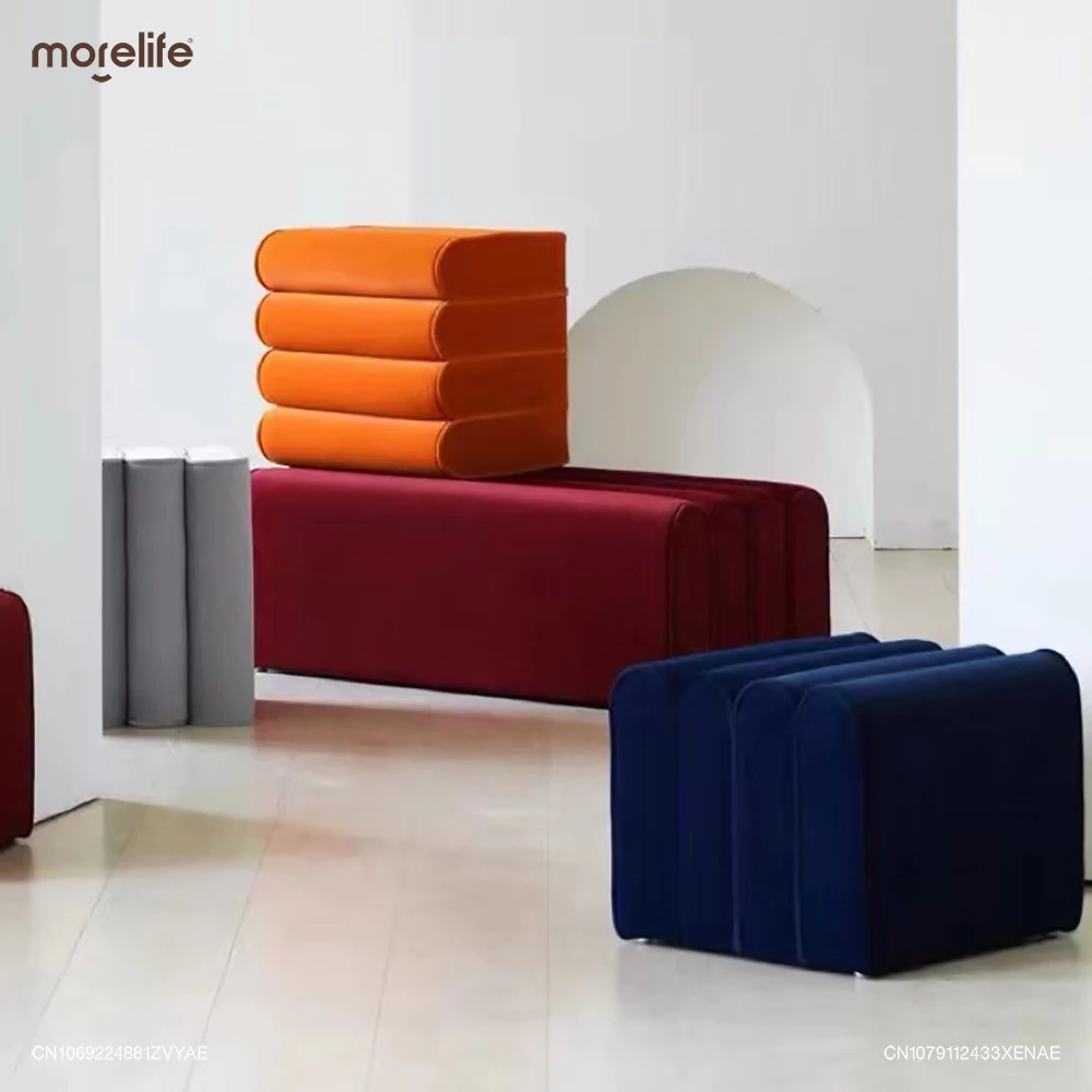 

Creative Fabric Art Sofa Stools Footstool Light Luxury Living Room Shoe Changing Stool Bedroom Bed End Stool Home Furniture