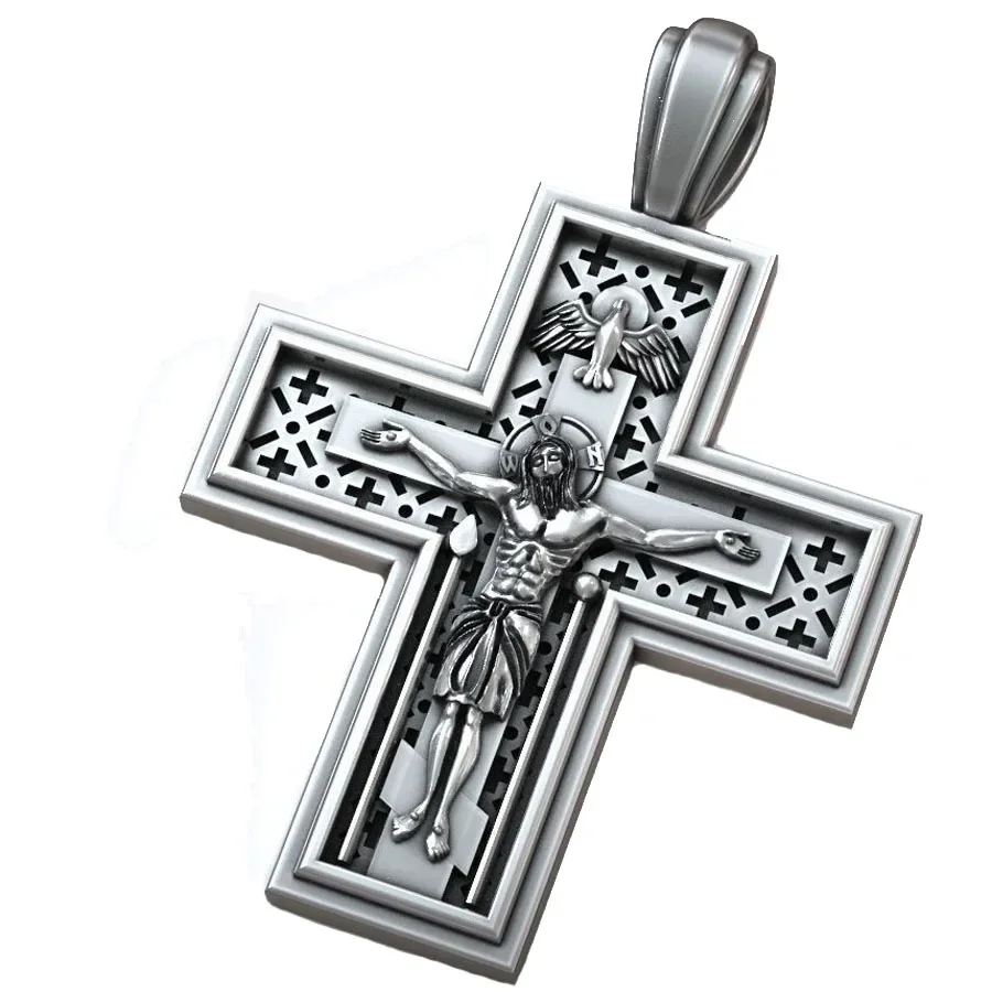 19g Christ Orthodox Crucifix Jesus Cross Religious Pendant  Customized 925 SOLID STERLING Silver High Trendy