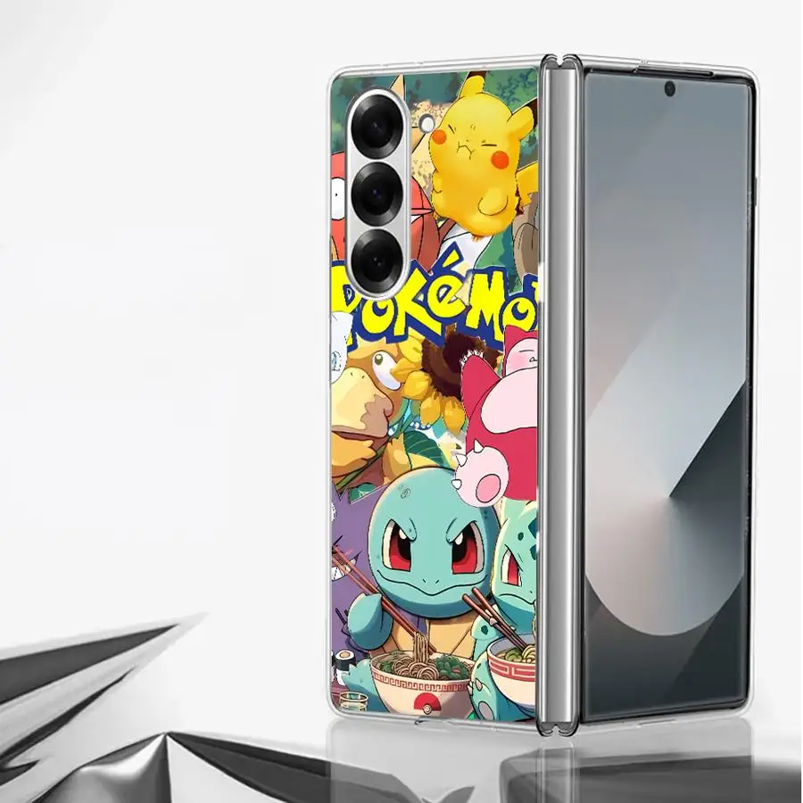 Cartoon P-Pokemon Case for Samsung Galaxy Z Fold 7 6 5 4 3 ZFold6 ZFold7 ZFold3 ZFold5 ZFold4 Hard Phone Cover