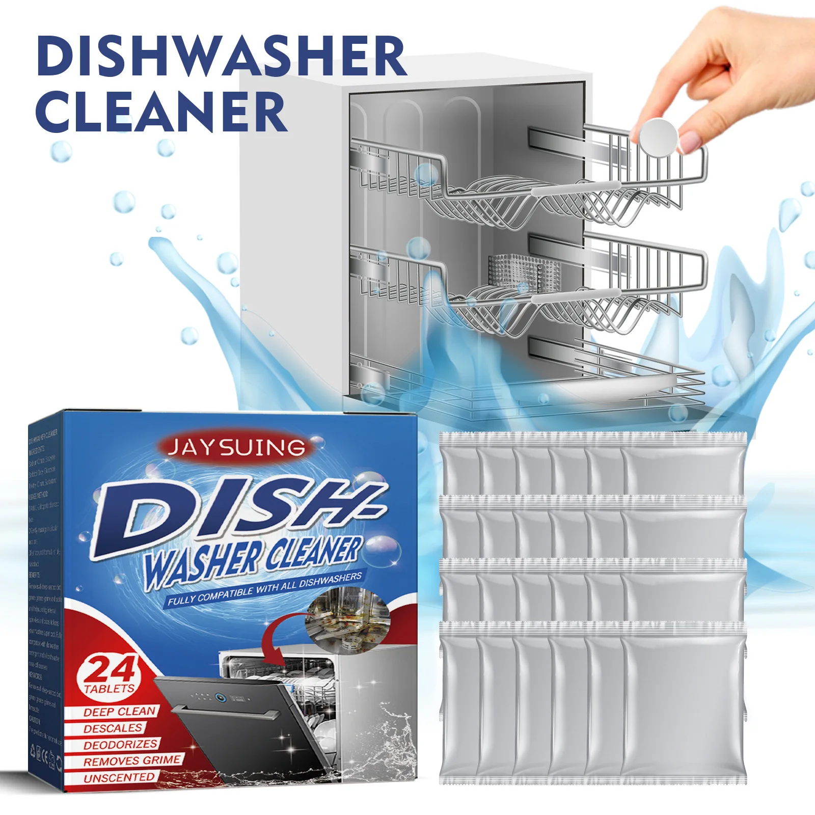 Dishwasher Cleaner Tablet Grease Odor Removal Descaling Detergent Deep Cleaning Decontamination Deodorizer Kitchen Cleaning Tool