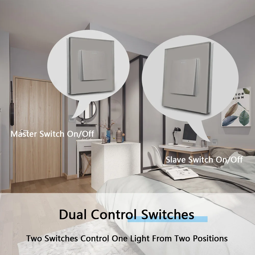 TAWOIA Push Button Switch EU Standard 1/2/3 Gang 1/2 Way Home Lamp Switch 4 Colors With Crystal Glass Frame Light Switch